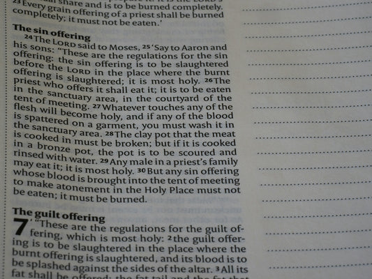Close-up of open book with text and blank lines